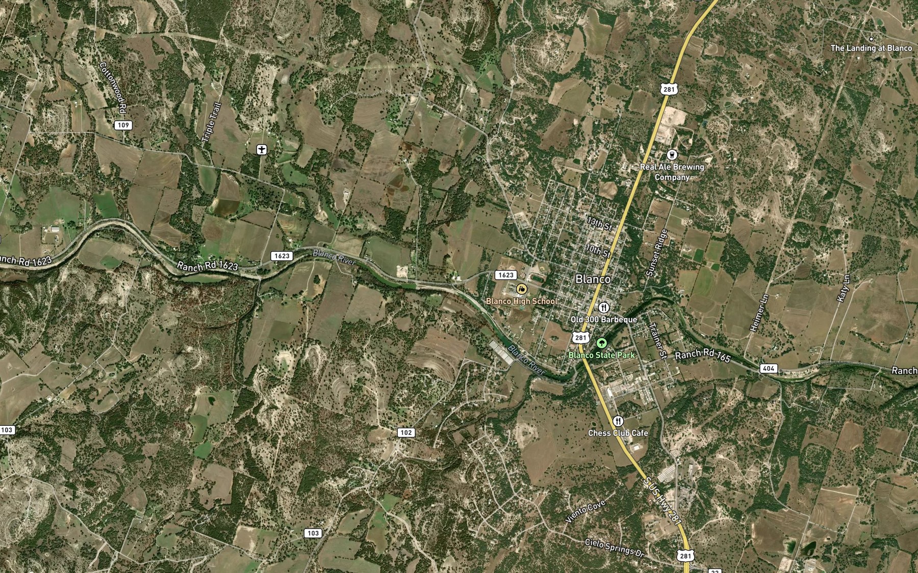 Satellite map of the Hinds Branch