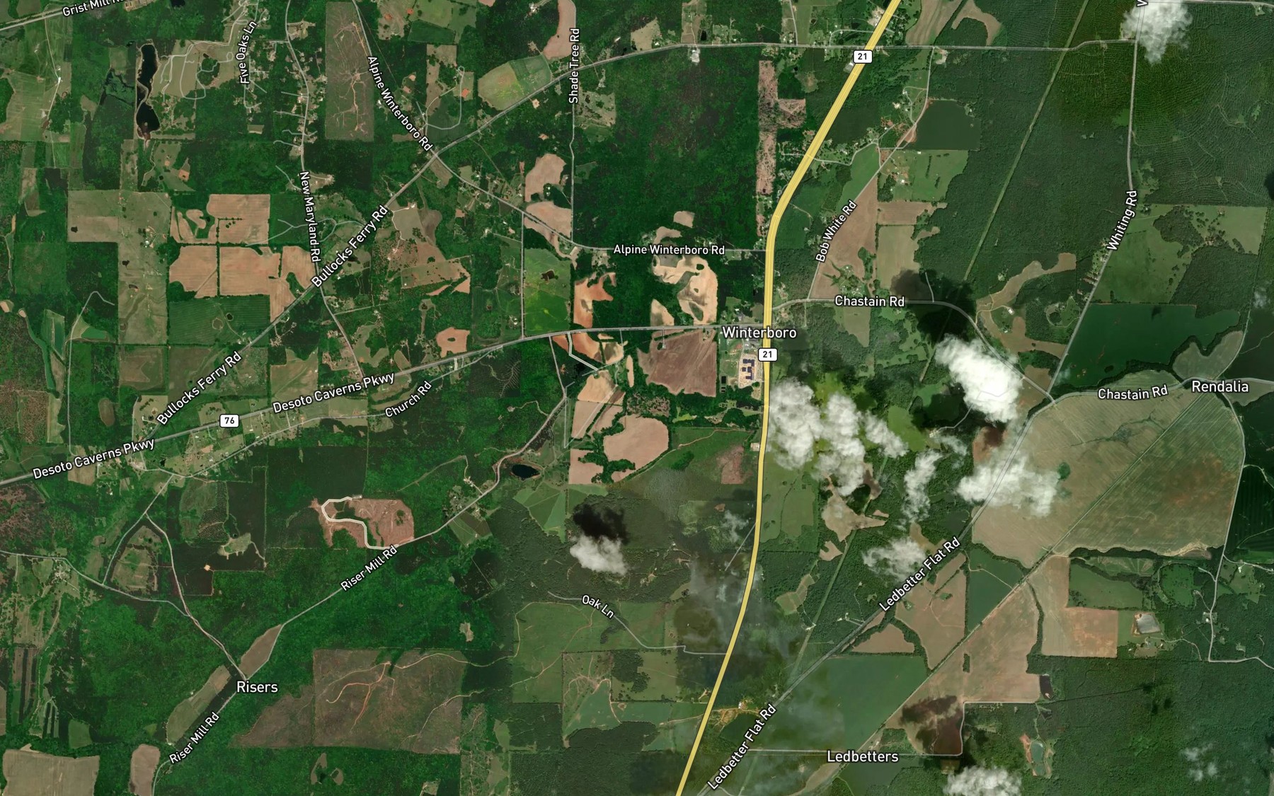 Satellite map of the Greasy Head Branch