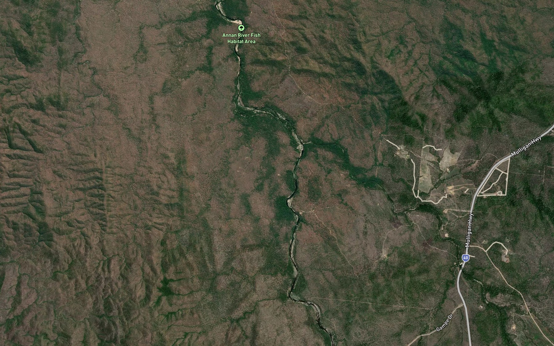 Satellite map of the Trevethan Creek