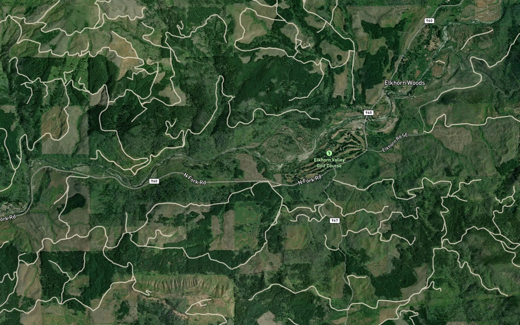 Satellite map of the Chamberlain Creek