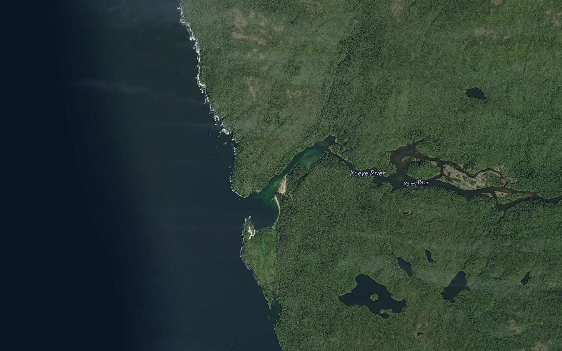 Satellite map of the Koeye River