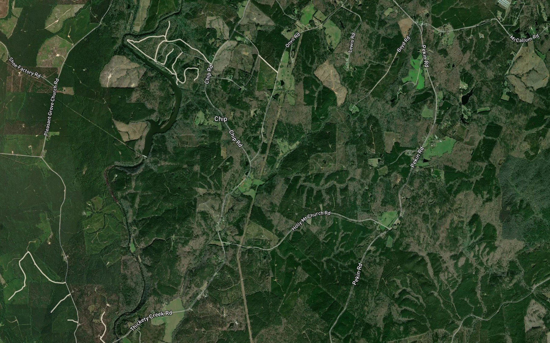 Satellite map of the Lick Branch