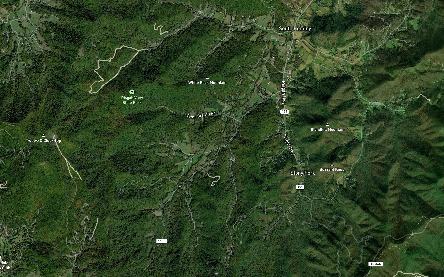 Satellite map of the Saw Branch