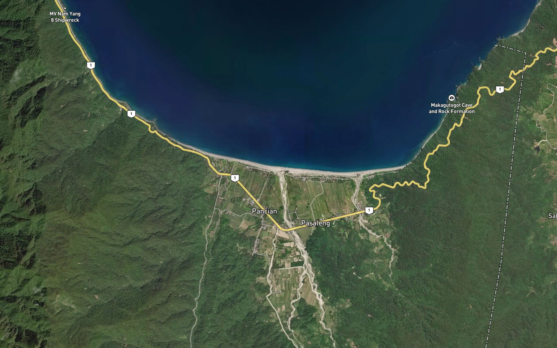 Satellite map of the Pasaleng River