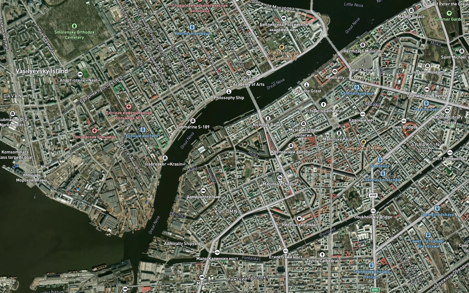Satellite map of the Moyka