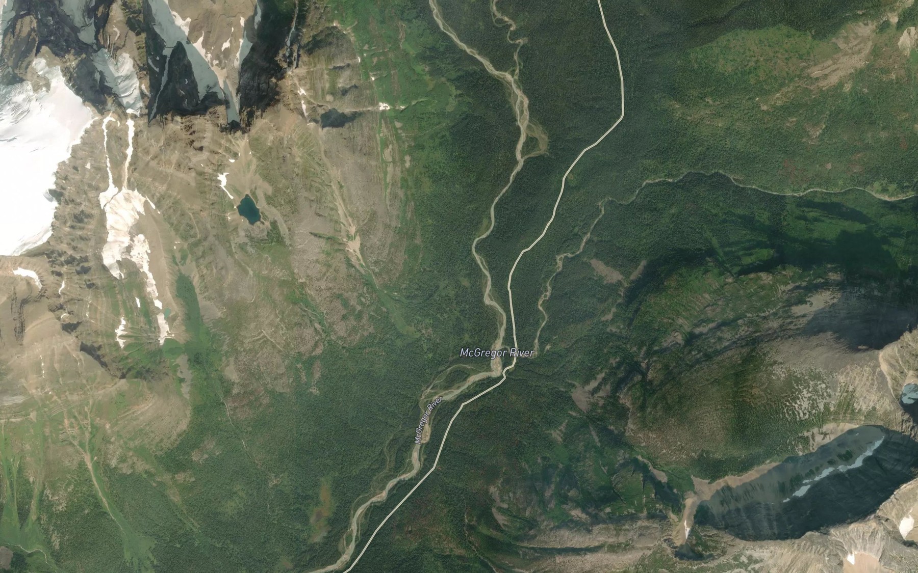 Satellite map of the Buchanan Creek