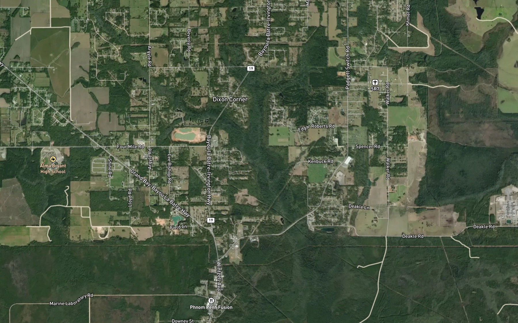 Satellite map of the Hammar Creek