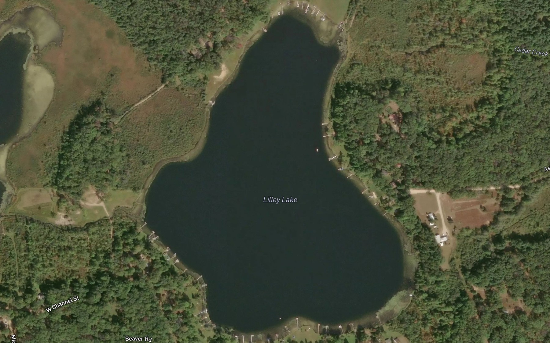 Satellite map of the Lilley Lake