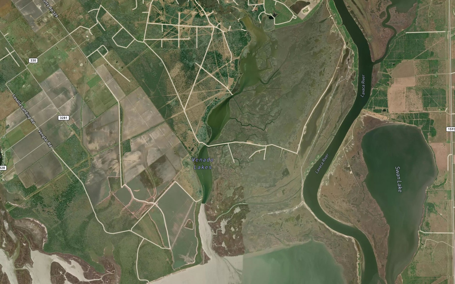 Satellite map of the Venado Lakes