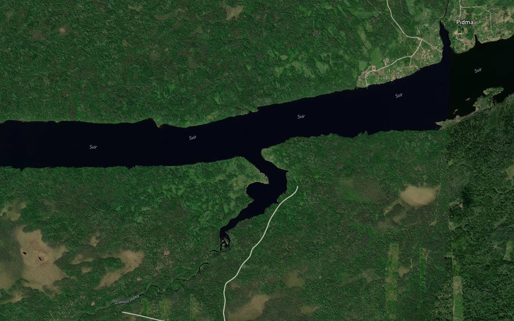 Satellite map of the Shakshozerka