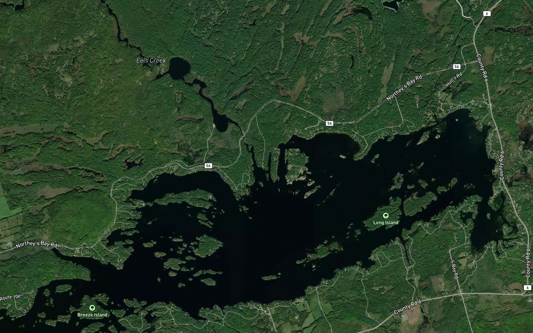 Satellite map of the Eels Creek