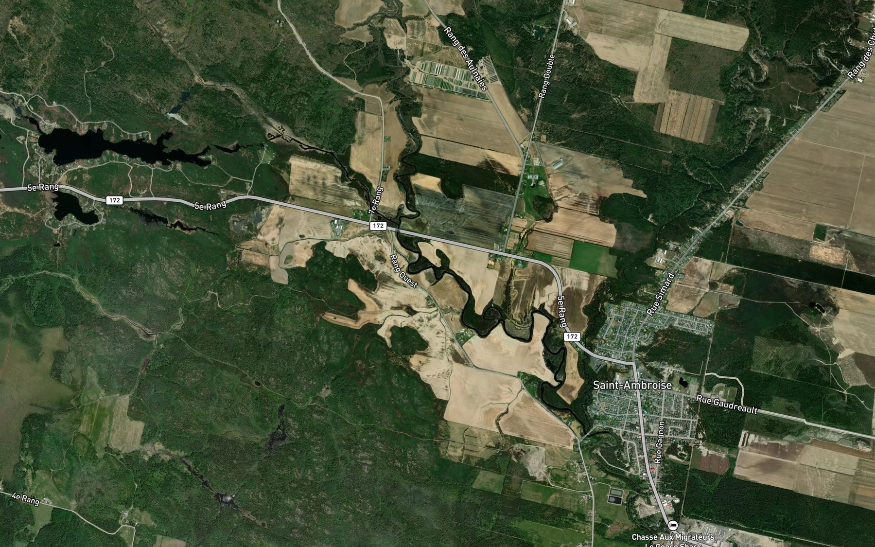 Satellite map of the Cours d'eau du Rang B