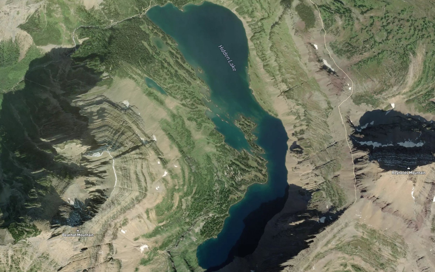 Satellite map of the Hidden Lake