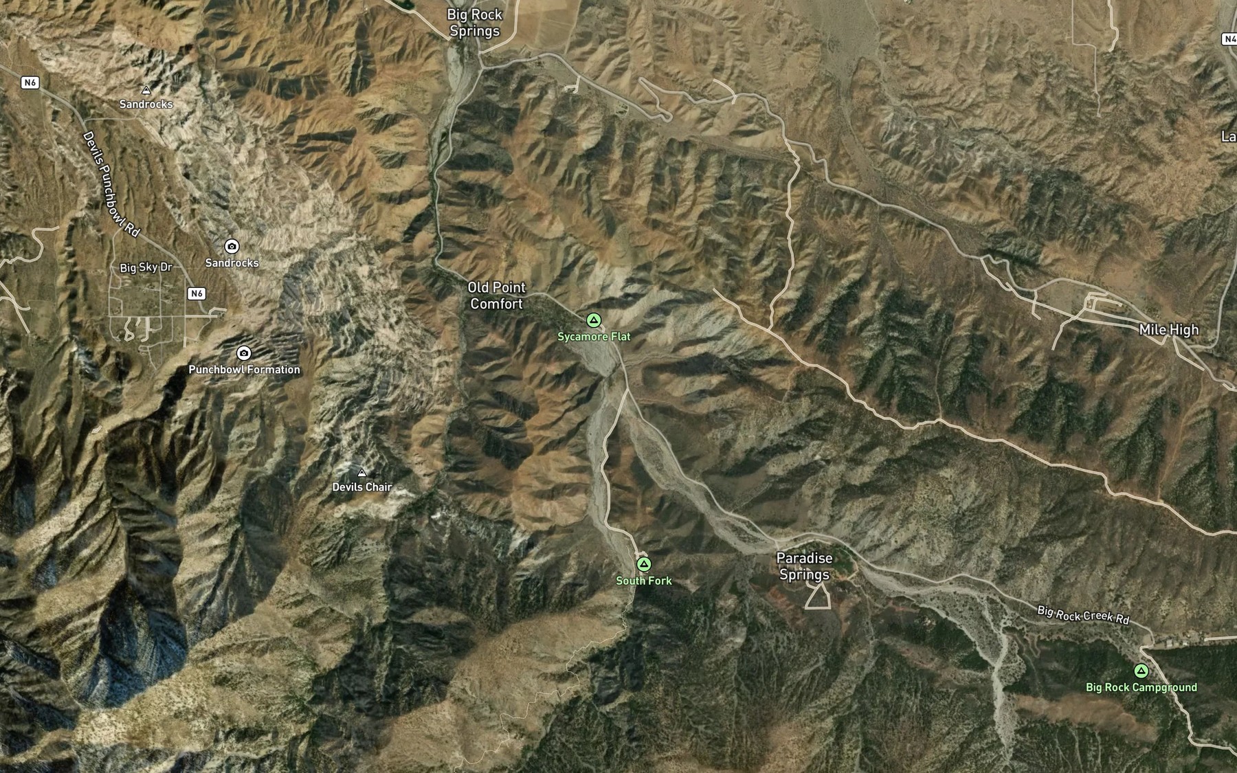 Satellite map of the South Fork Big Rock Creek
