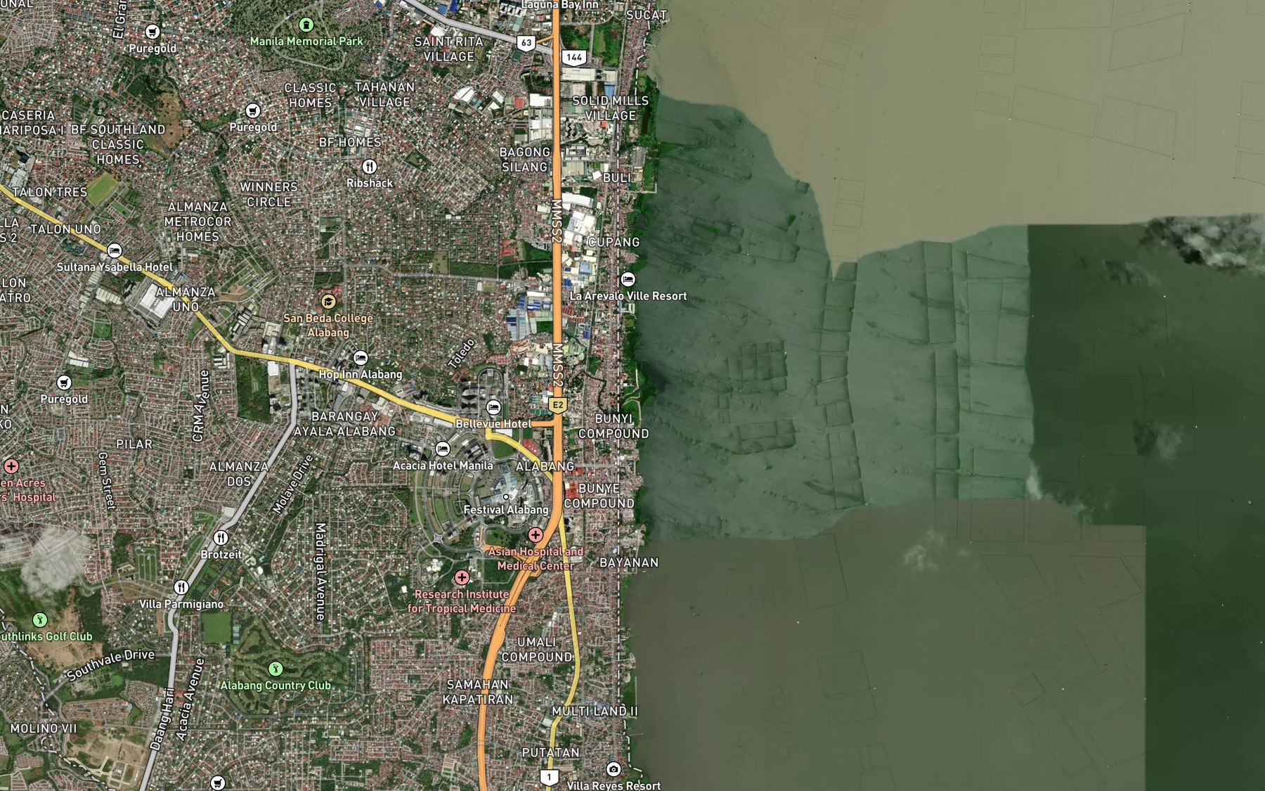 Satellite map of the Mangangate River