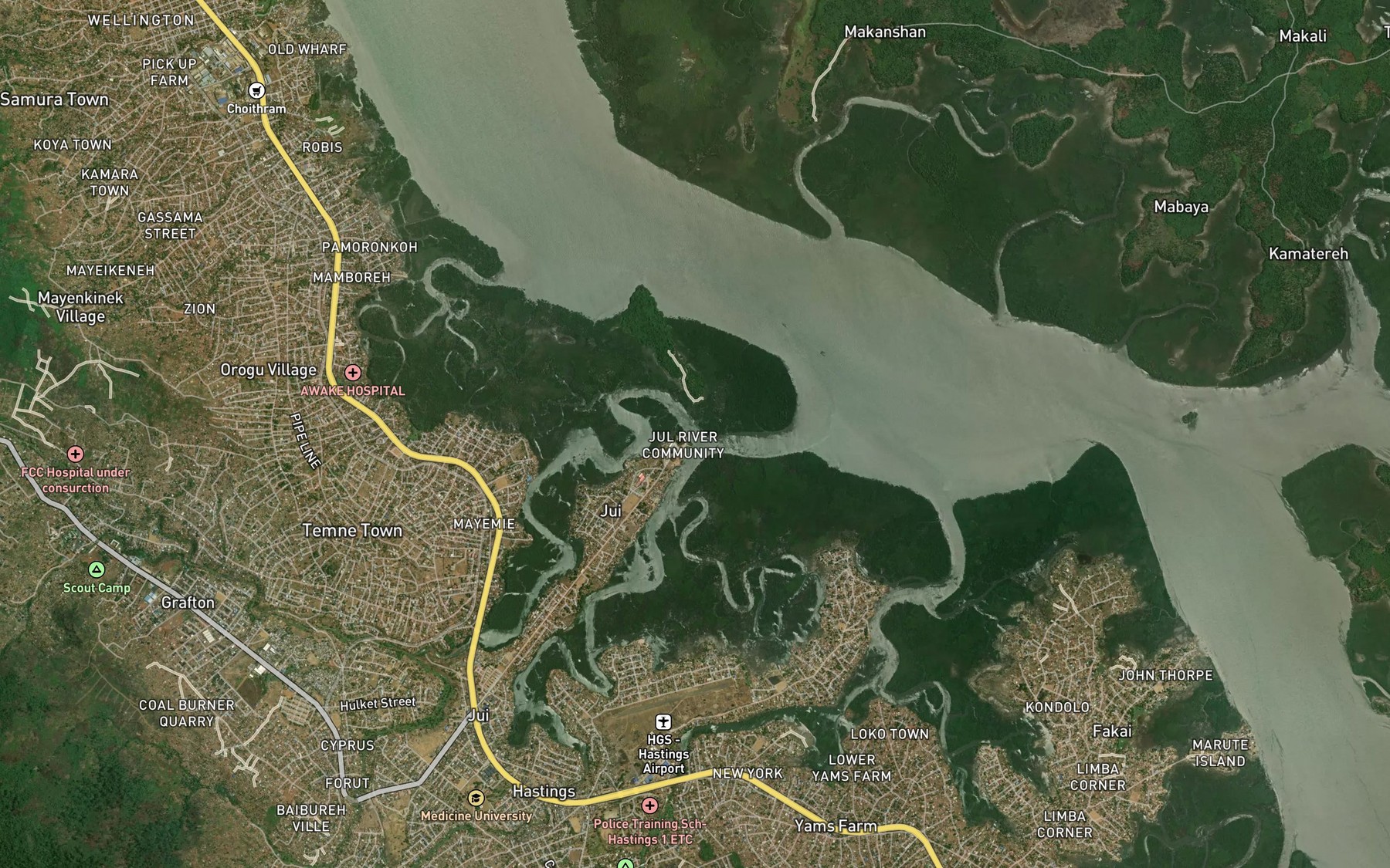 Satellite map of the Orugu