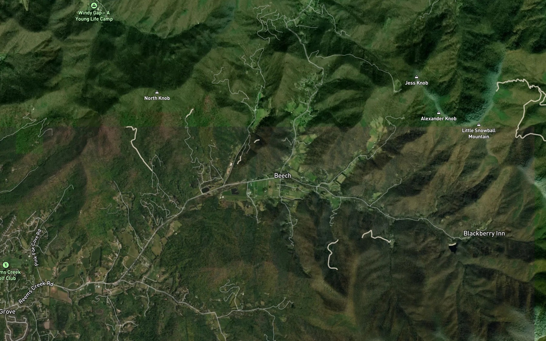 Satellite map of the Maney Branch