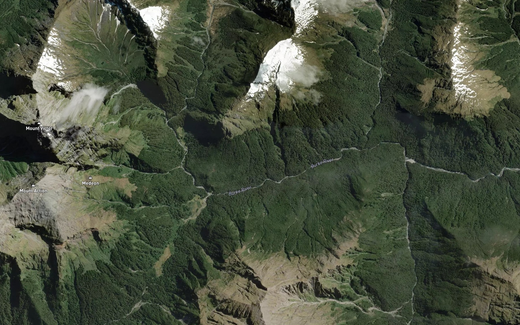 Satellite map of the Burke River