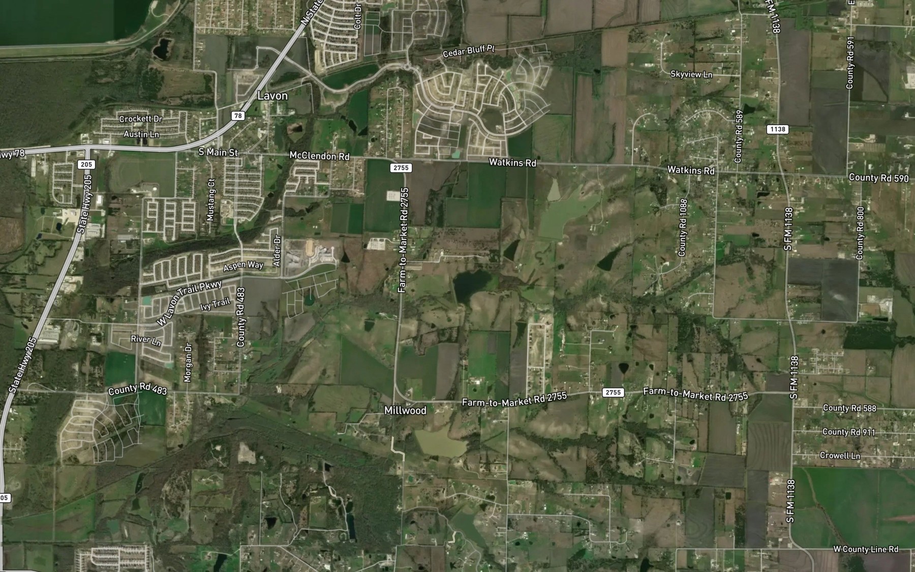 Satellite map of the Soil Conservation Service Site 2 Reservoir