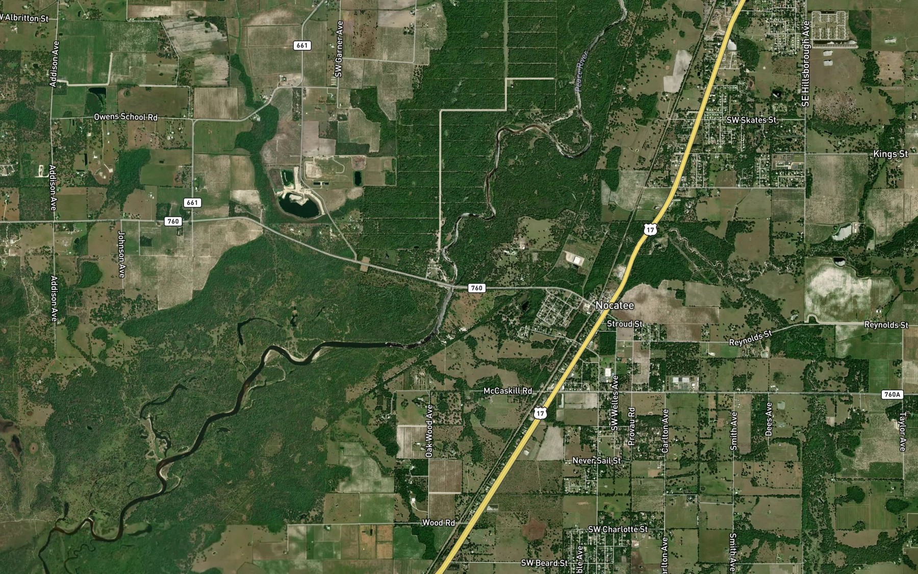 Satellite map of the Joshua Creek