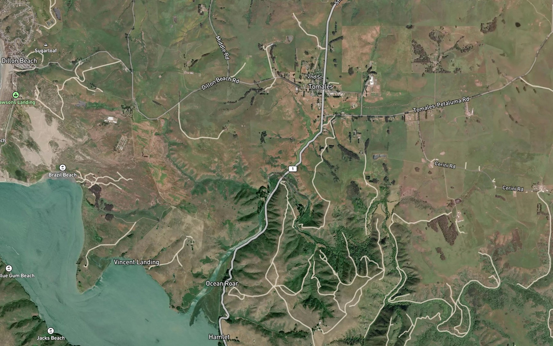 Satellite map of the Keys Creek