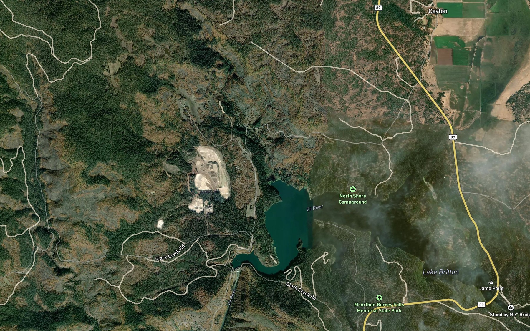 Satellite map of the Clark Creek