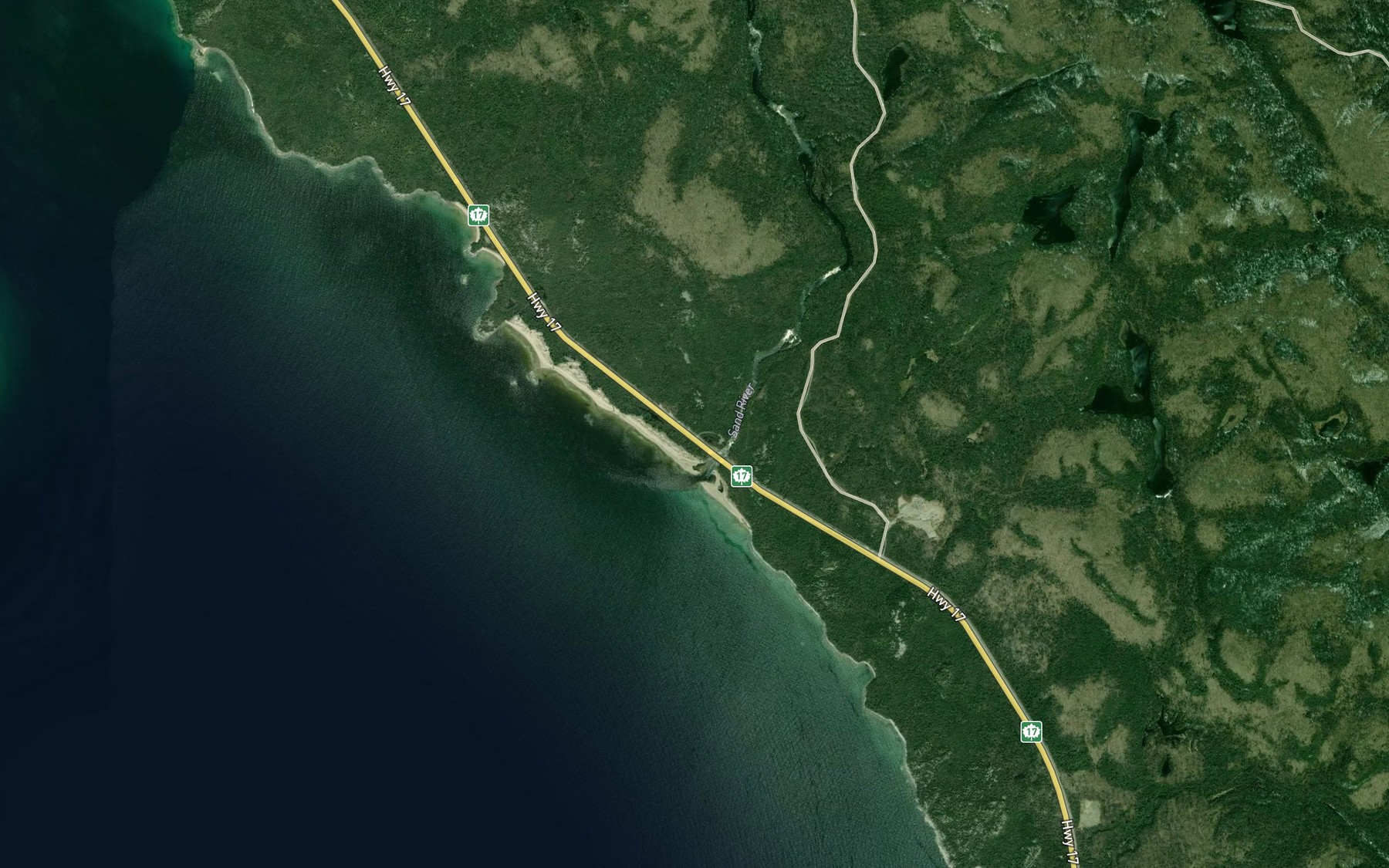 Satellite map of the Clay River