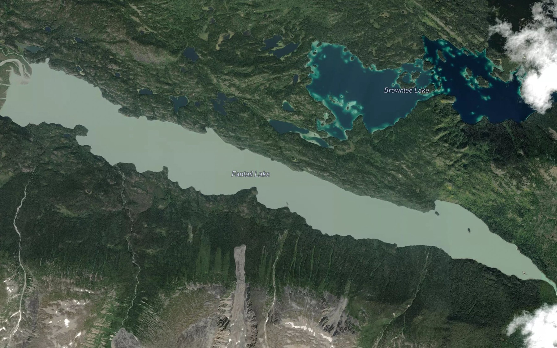 Satellite map of the Fantail Lake
