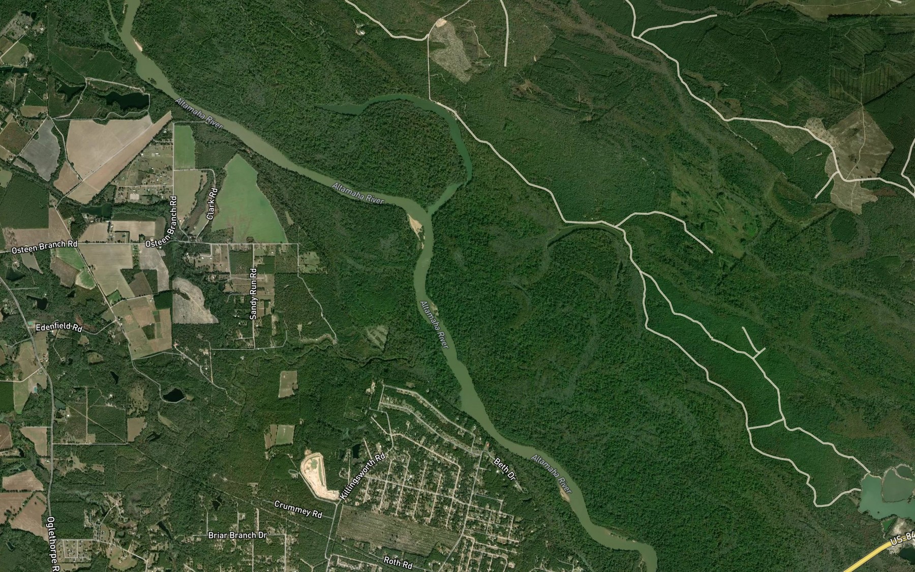 Satellite map of the Old Doc Slough