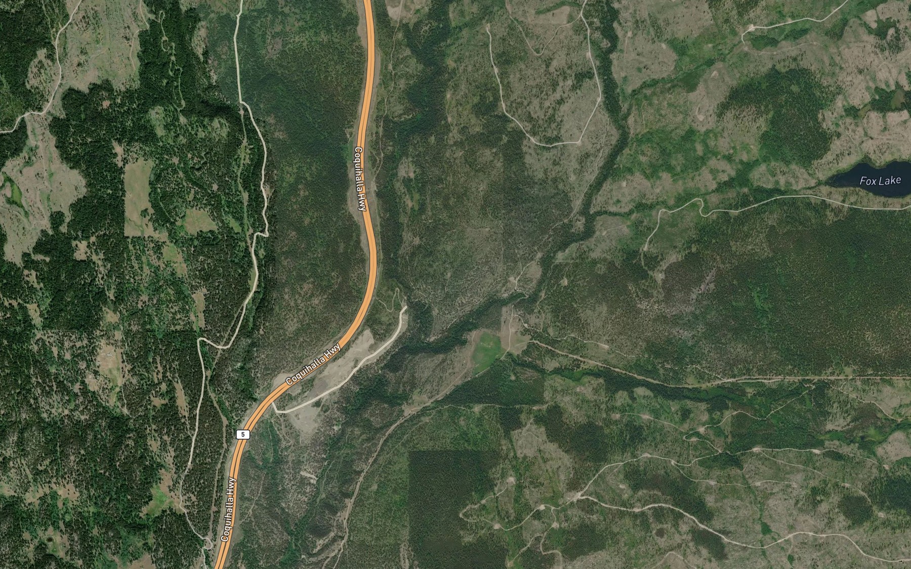 Satellite map of the Zoht Creek