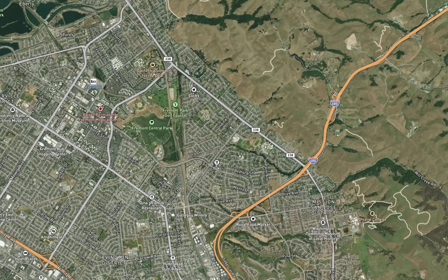 Satellite map of the Leal Creek
