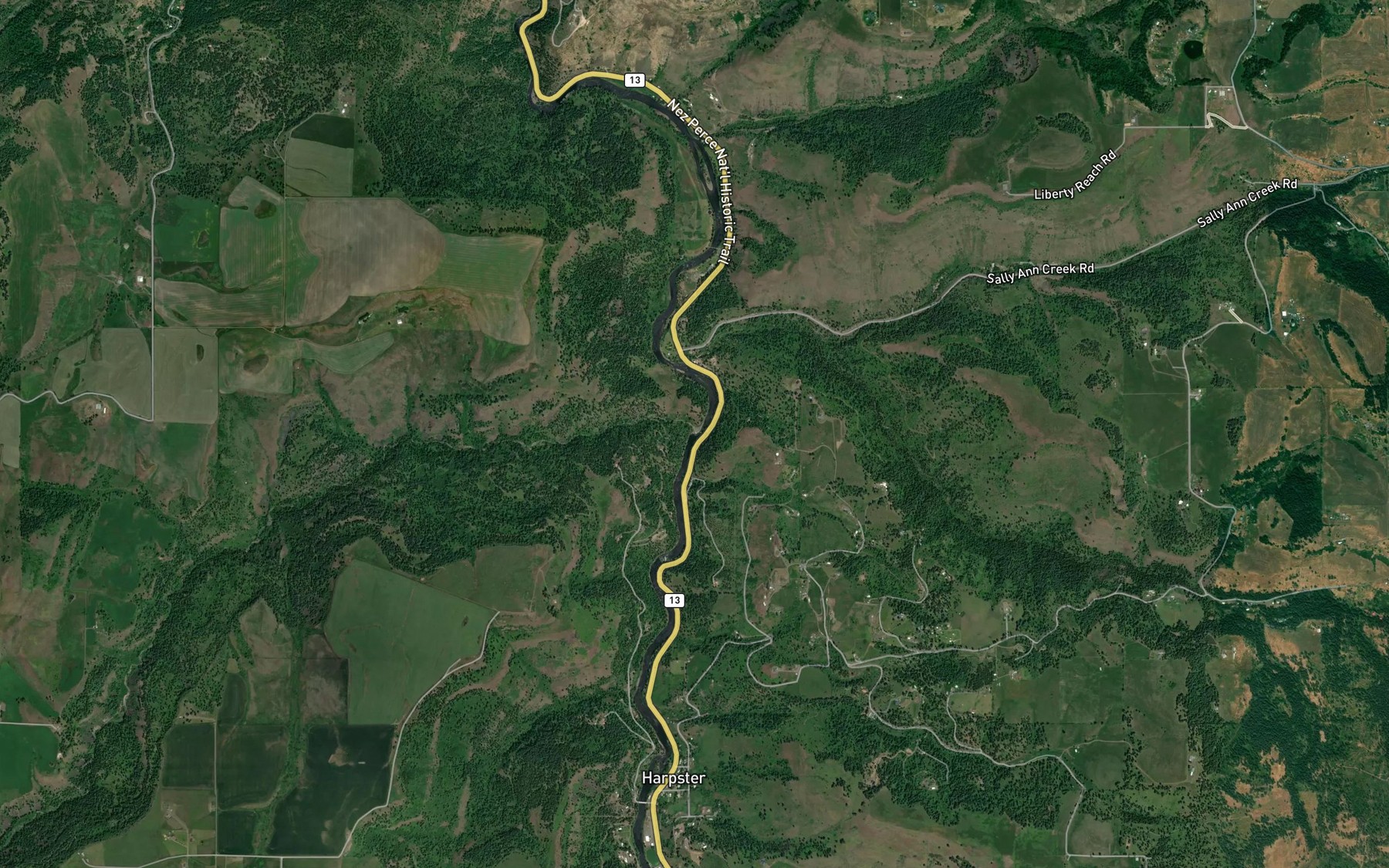 Satellite map of the Butcher Creek