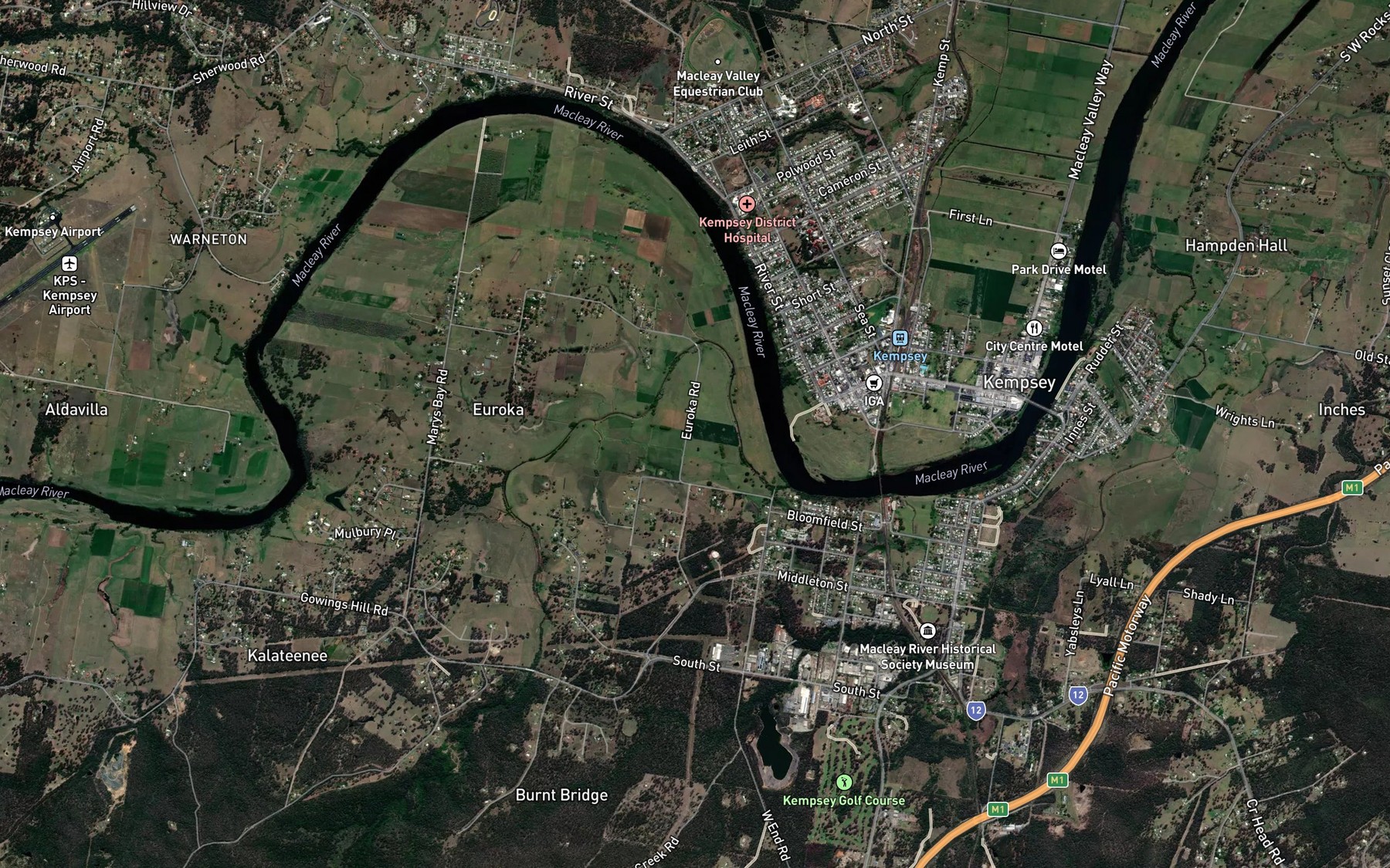 Satellite map of the Euroka Creek