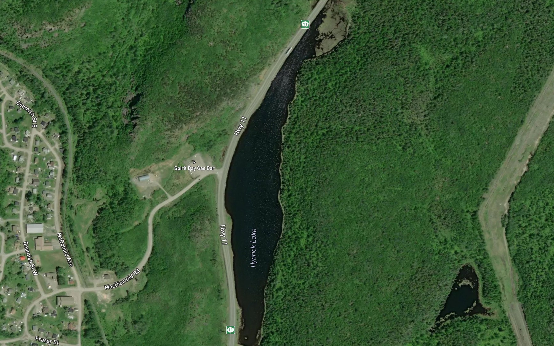 Satellite map of the Hynrick Lake