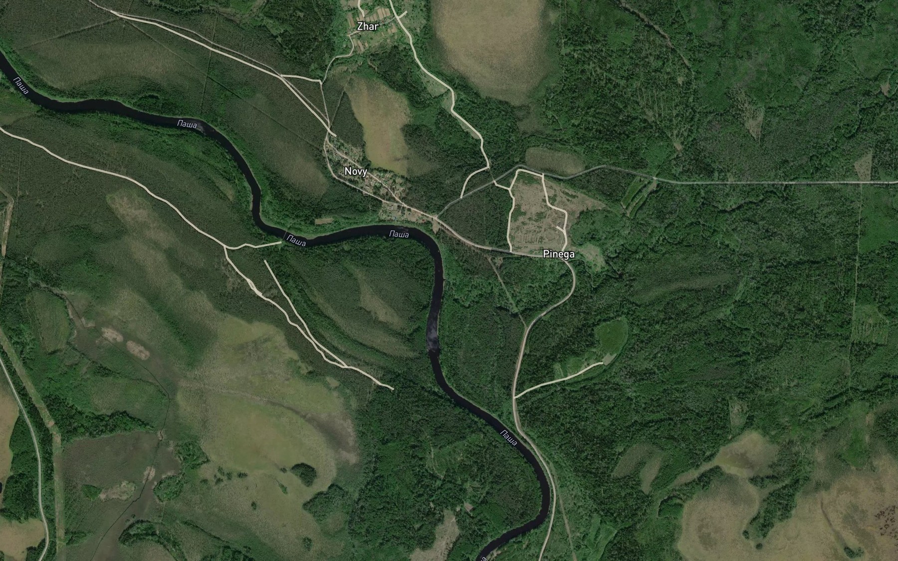 Satellite map of the Pinega