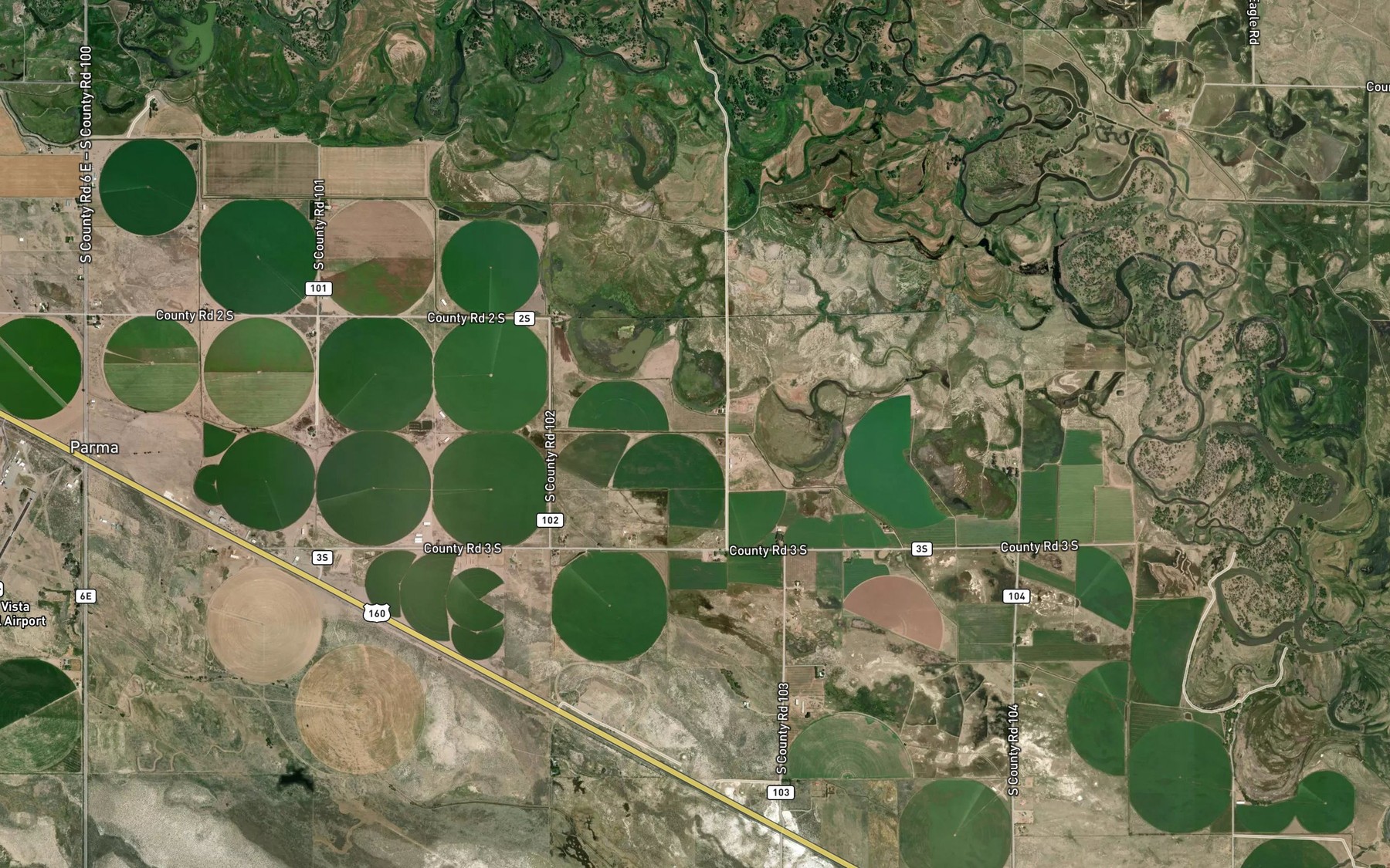 Satellite map of the Centennial Ditch