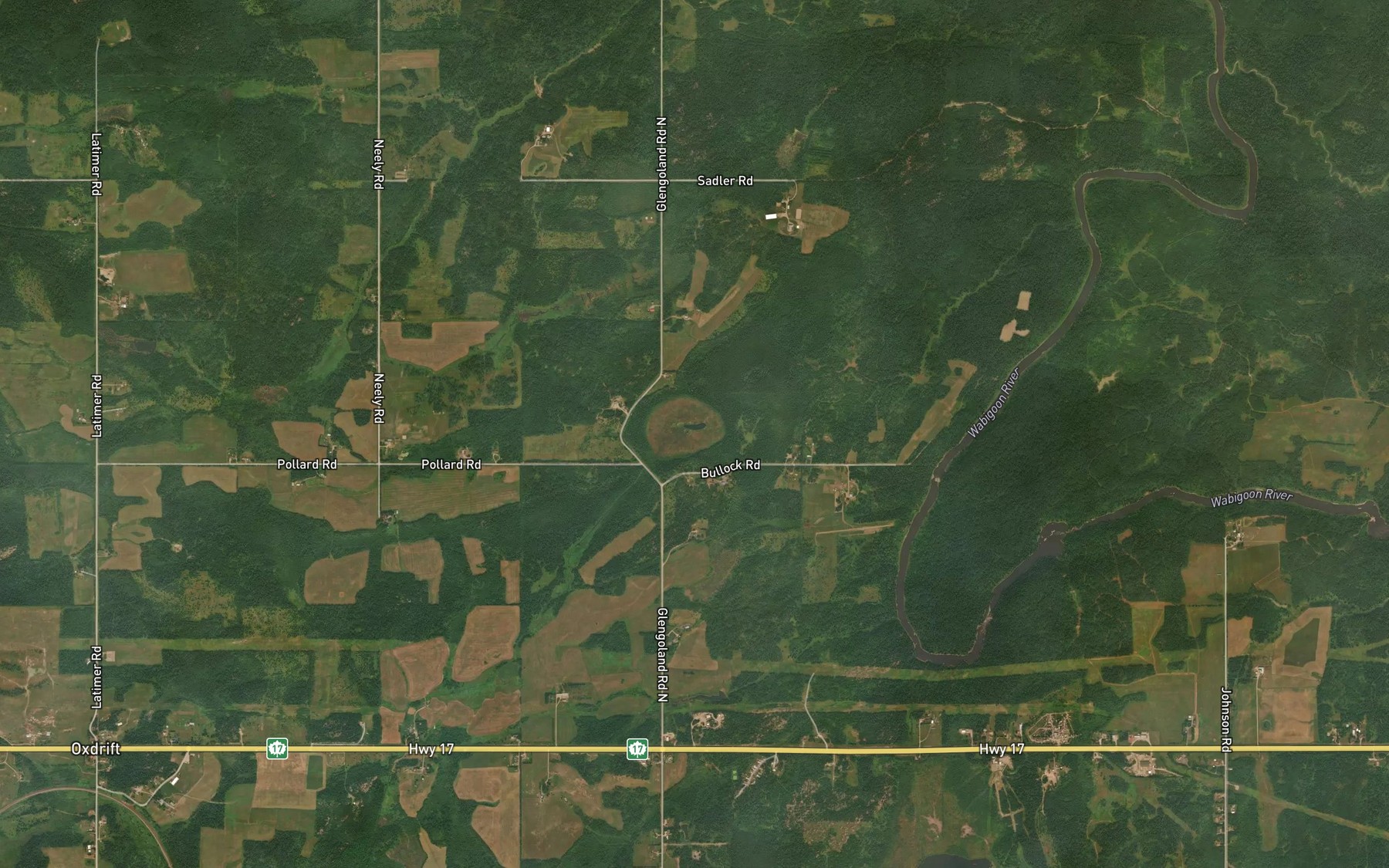 Satellite map of the Shoshowae Creek