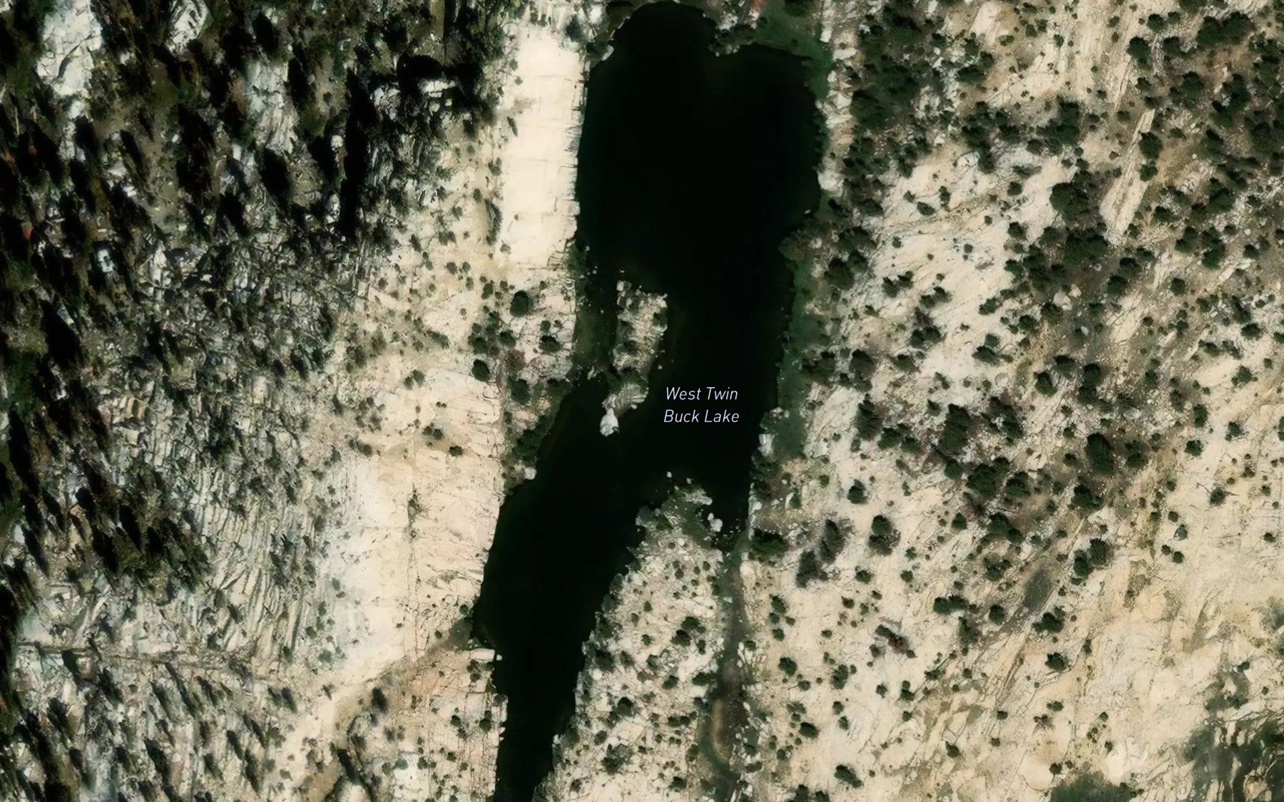 Satellite map of the Twin Buck Lakes