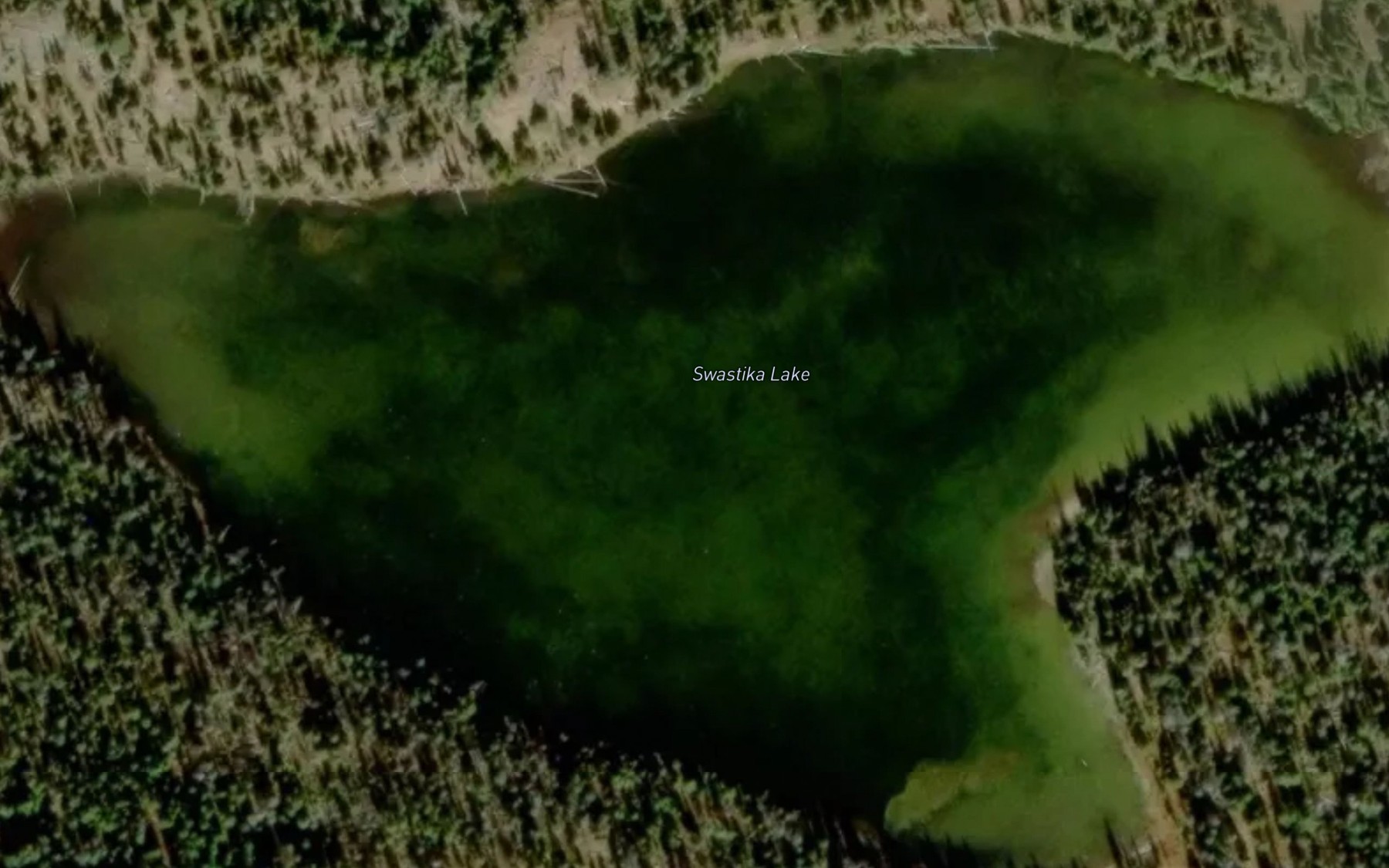Satellite map of the Swastika Lake