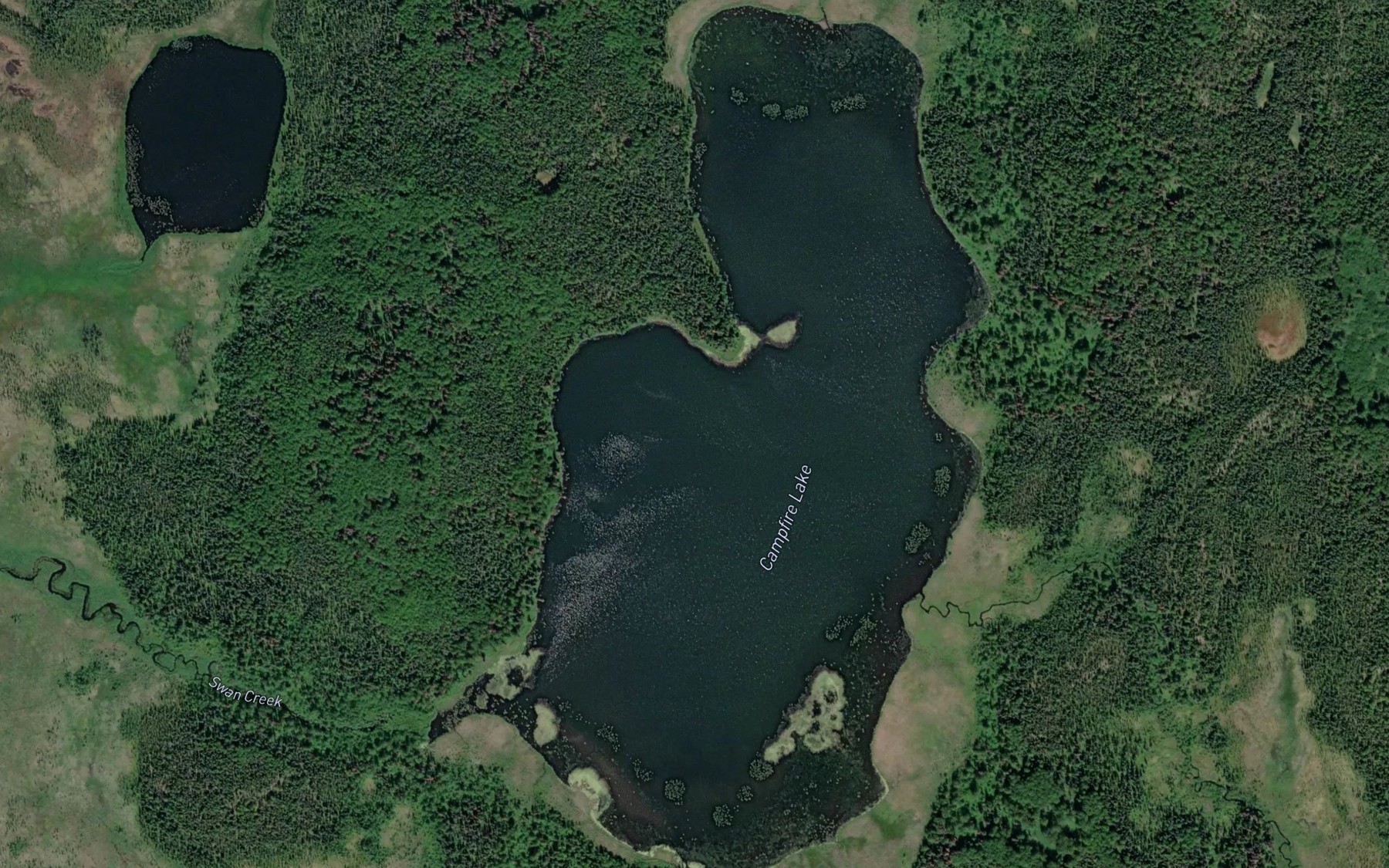 Satellite map of the Campfire Lake