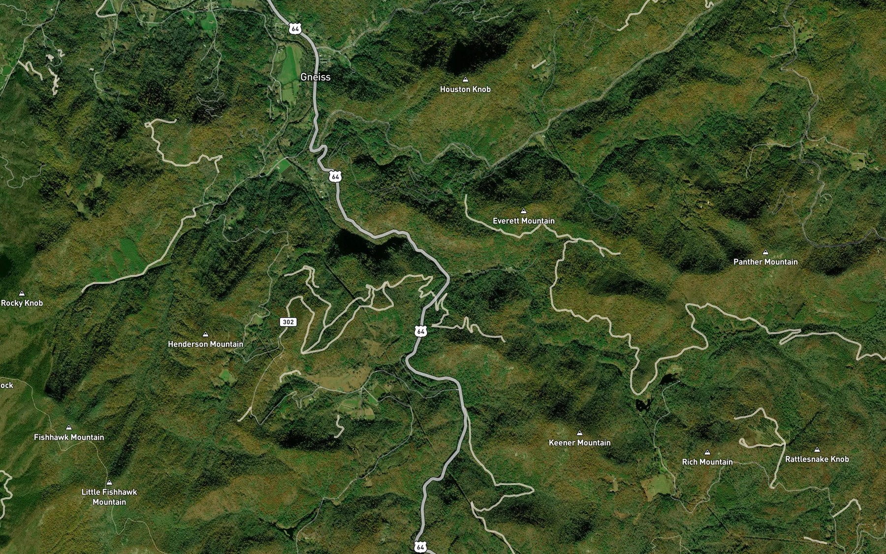 Satellite map of the Brush Creek