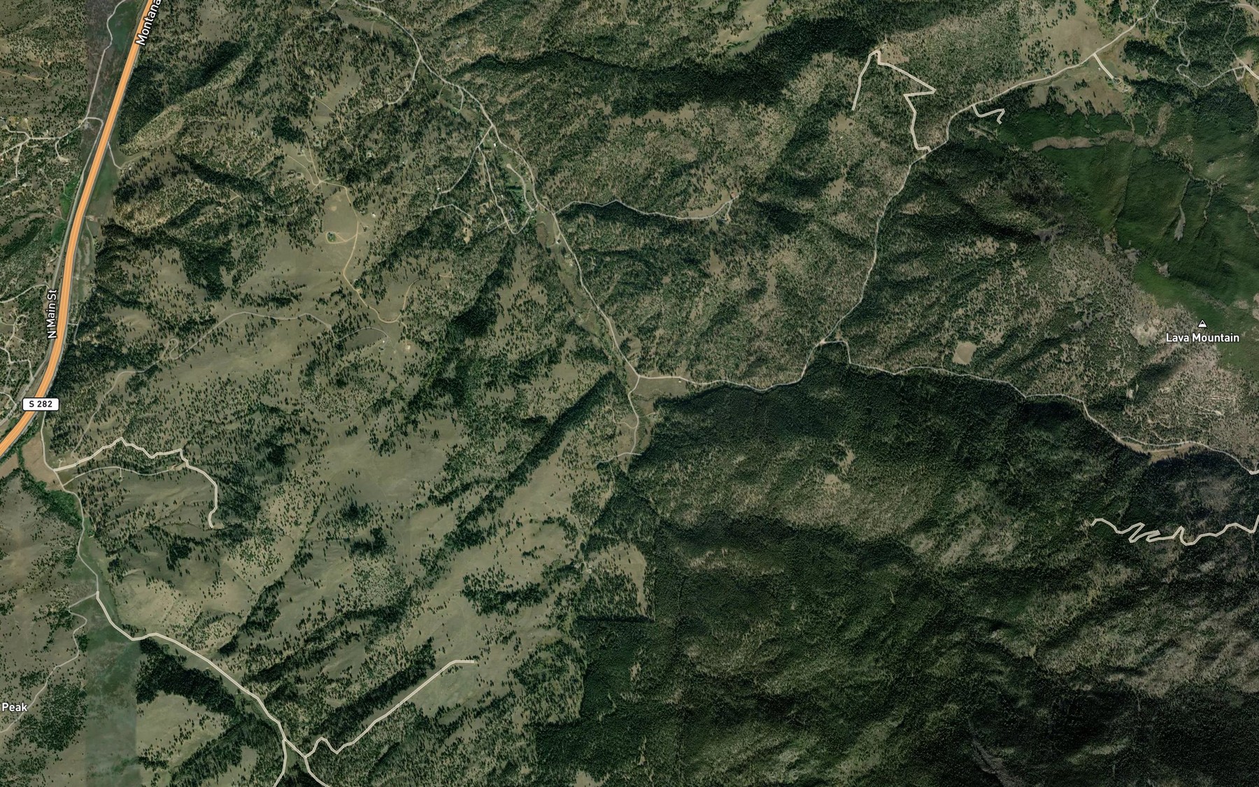 Satellite map of the North Fork Warm Springs Creek