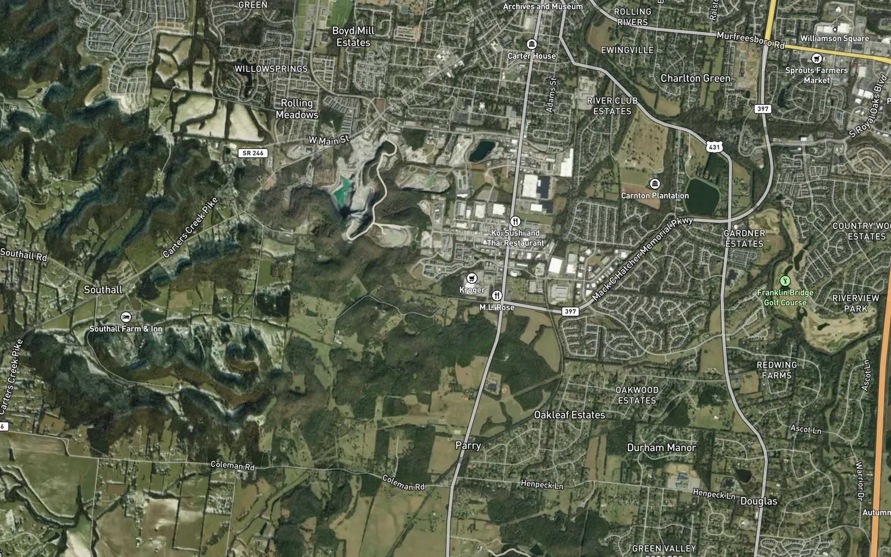 Satellite map of the Whitehorse Branch