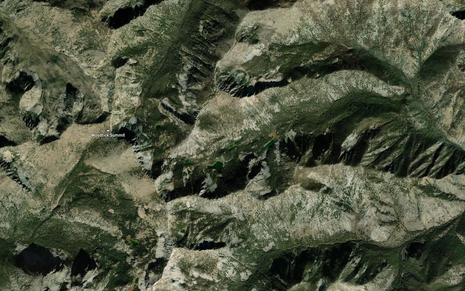 Satellite map of the West Fork Lakes