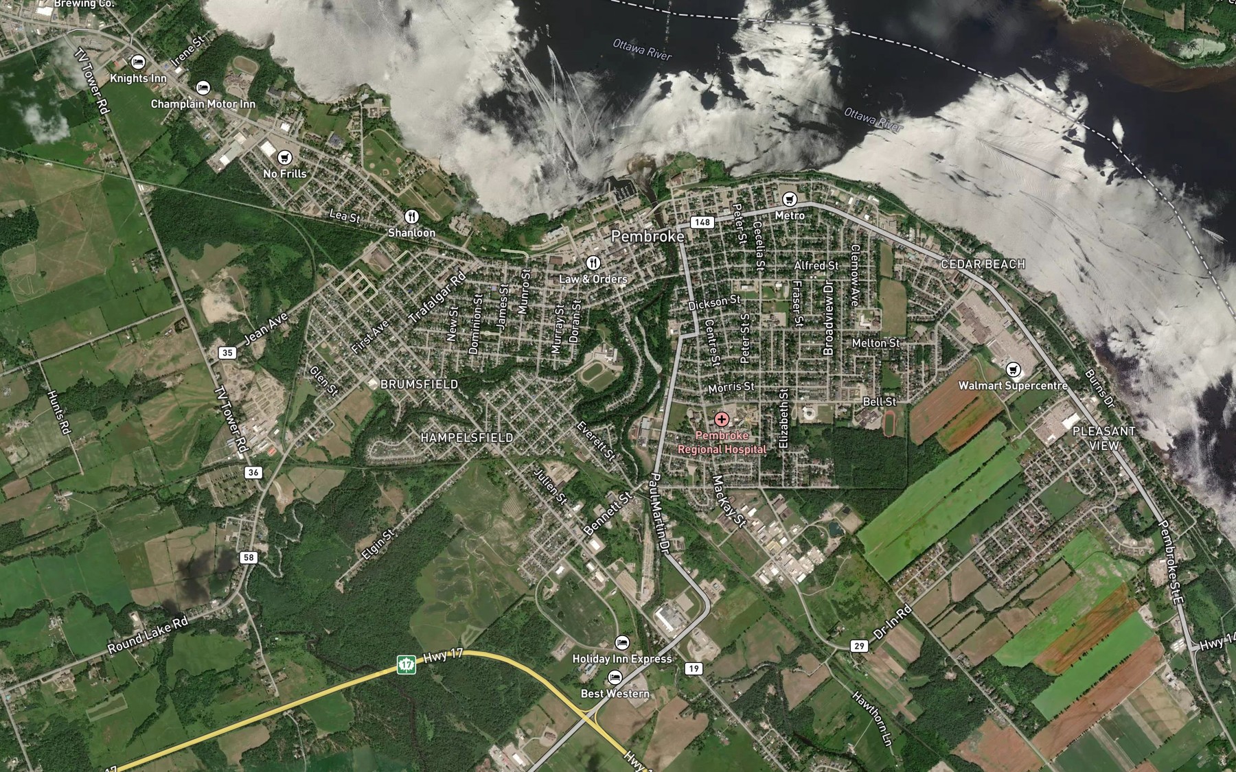 Satellite map of the Indian River
