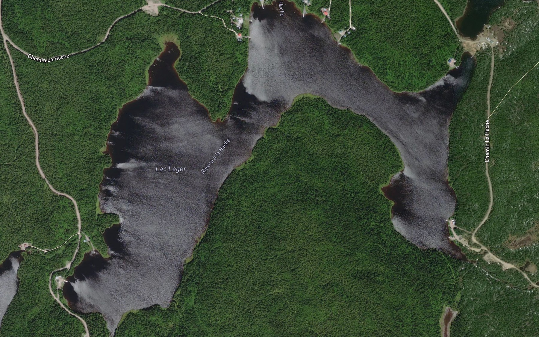 Satellite map of the Lac Leger