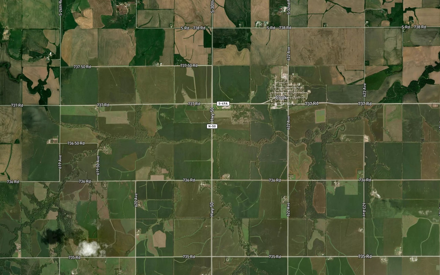 Satellite map of the Coon Creek