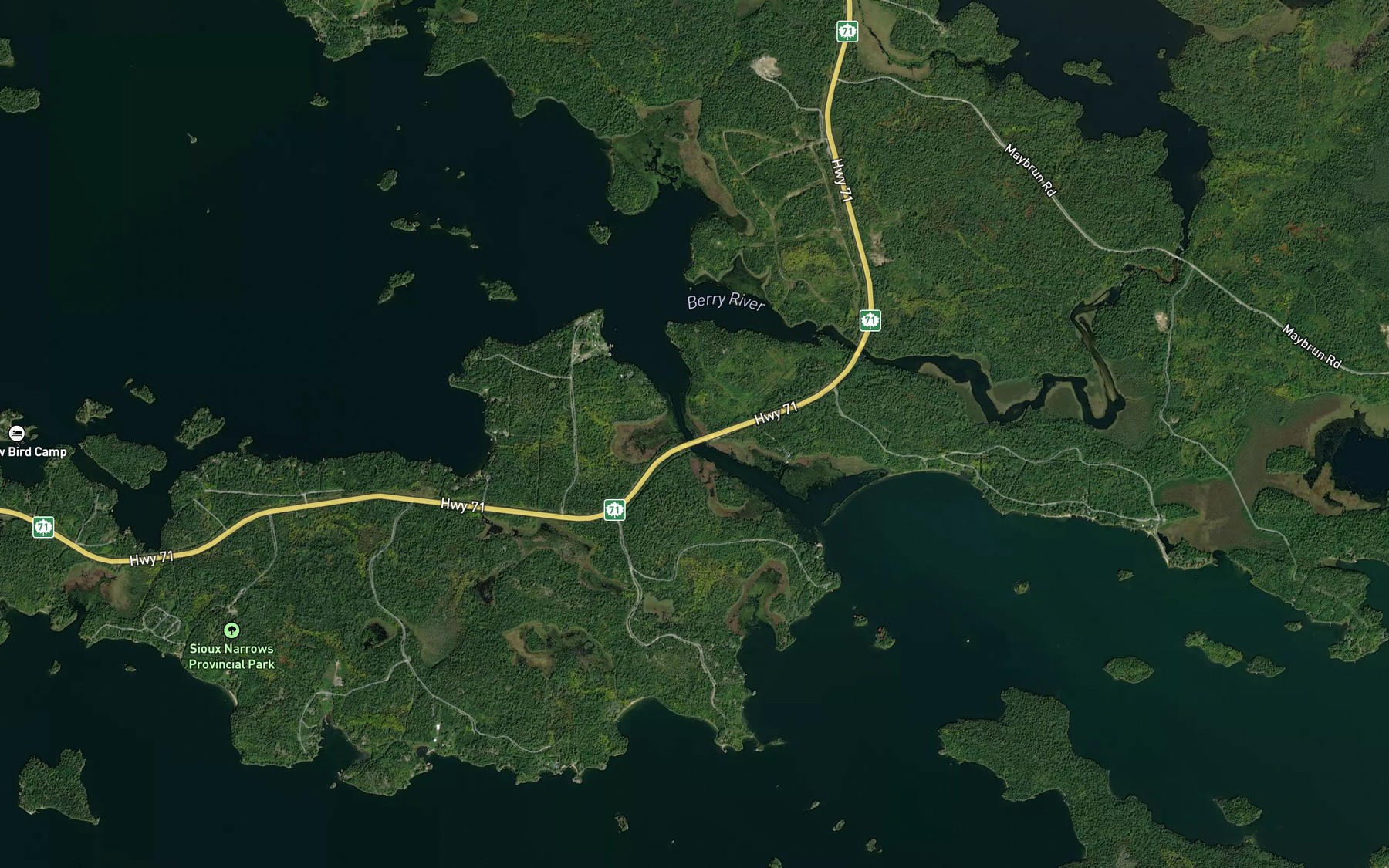 Satellite map of the Reed Narrows