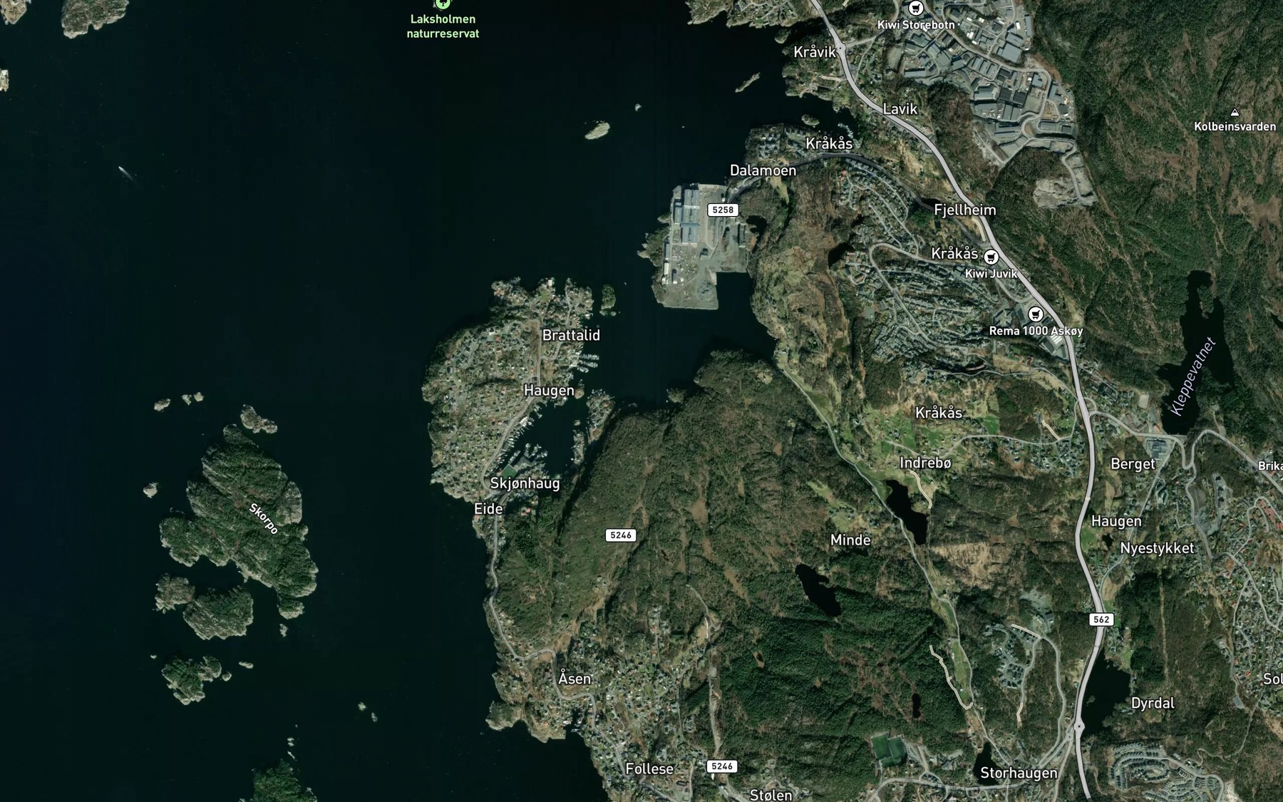 Satellite map of the Hustrevika