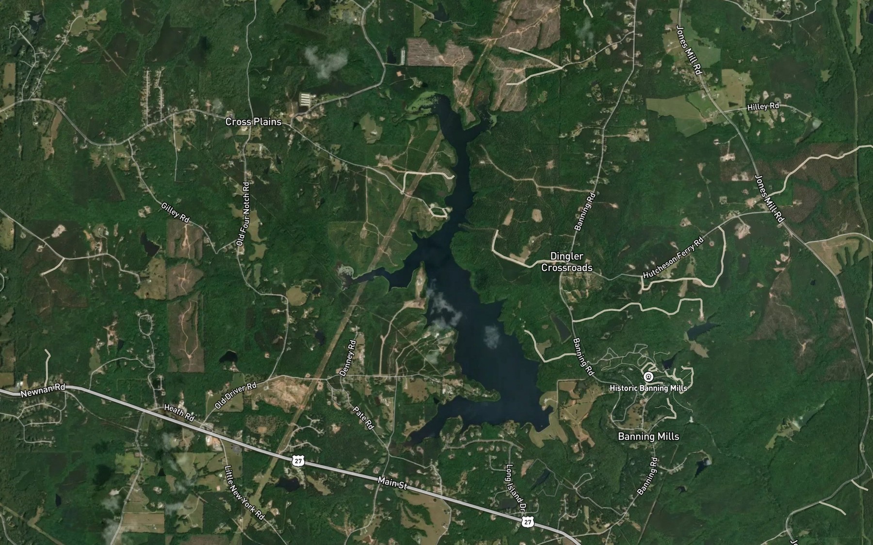 Satellite map of the Crews Creek